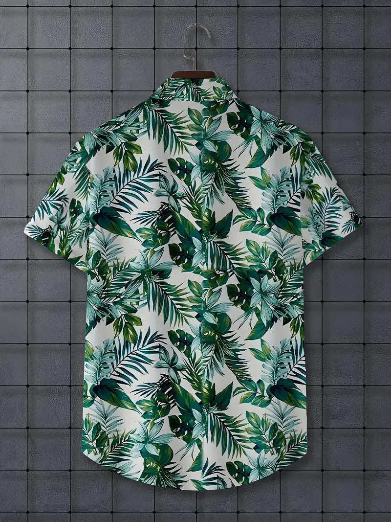 Camicia Tropicale Uomo Foglie Verdi
