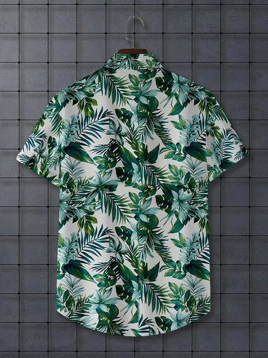 Camicia Tropicale Uomo Foglie Verdi