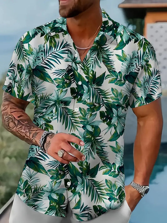 Camicia Tropicale Uomo Foglie Verdi