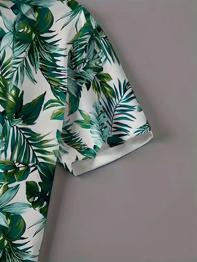 Camicia Tropicale Uomo Foglie Verdi