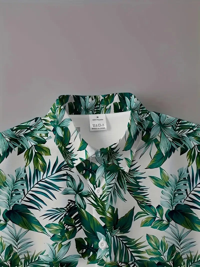 Camicia Tropicale Uomo Foglie Verdi